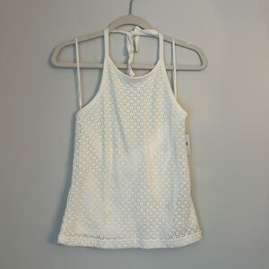 GAP White Halter Crochet Tank Size Small NWT